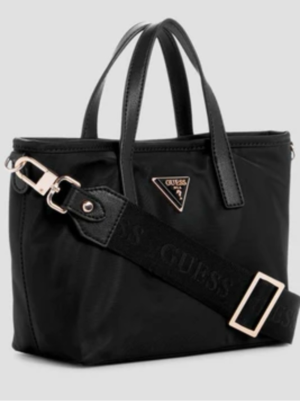Guess Black Satchel with Gold Triangle Logo - Picture 7 of 10